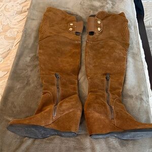 Apepazza Tan Suede Wedge Boots